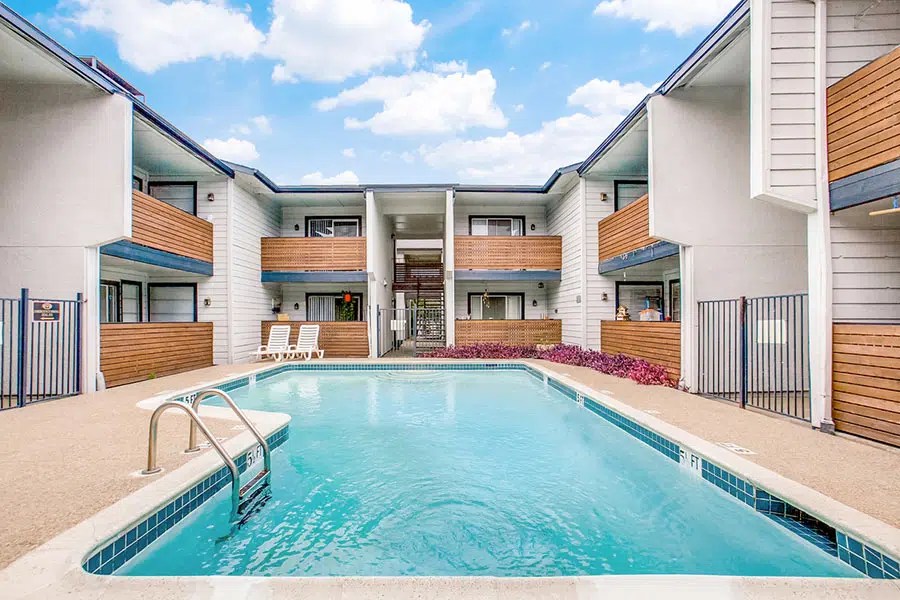Apartment complex with swimming pool