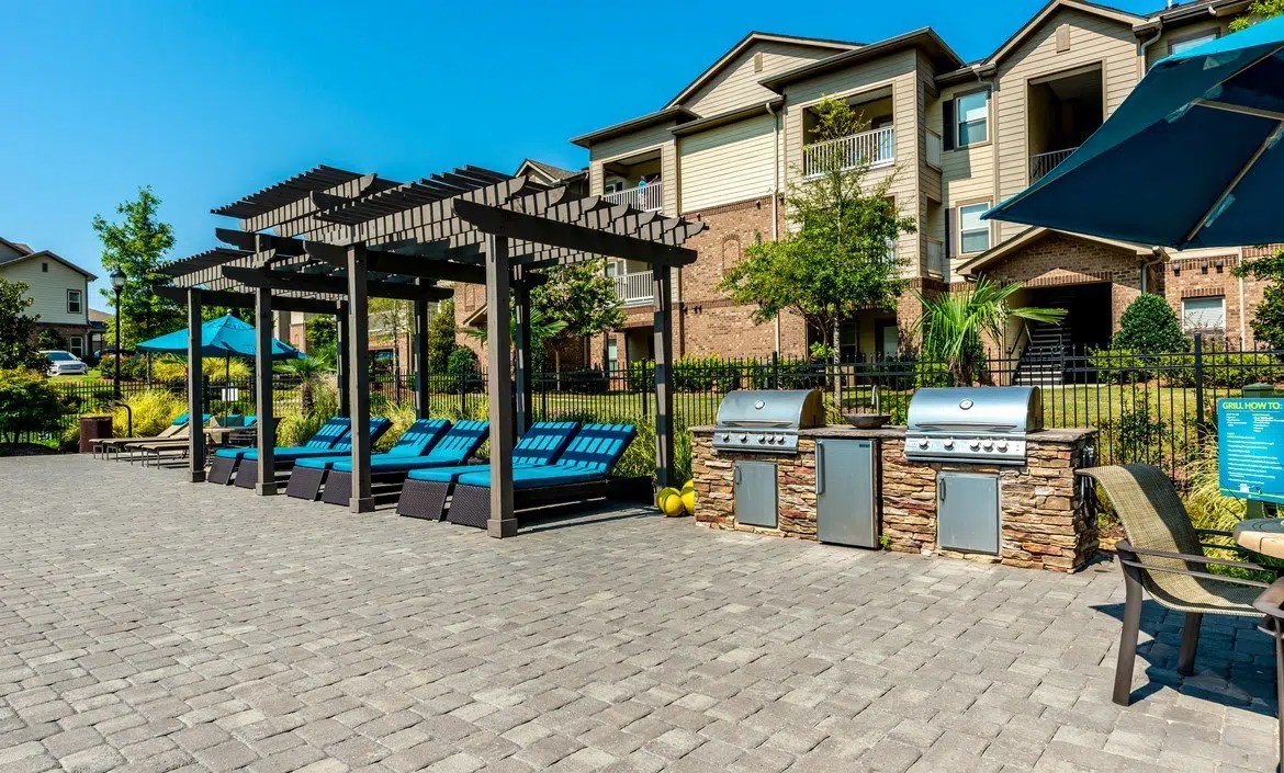 Apartment complex with outdoor patio