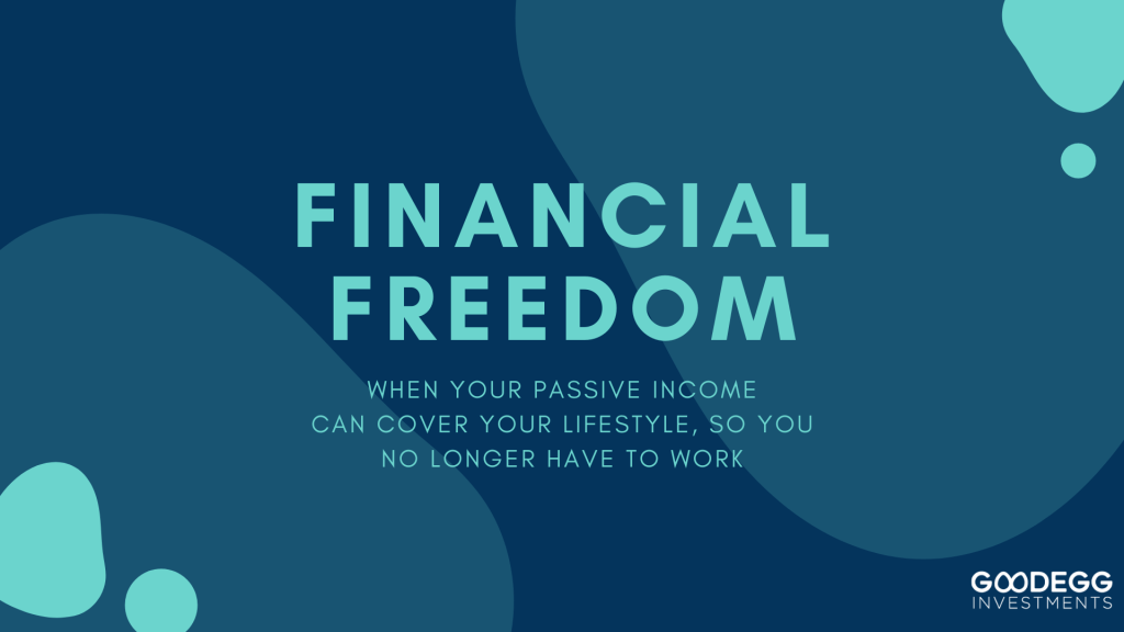 Financial Freedom on blue background with shaded circles