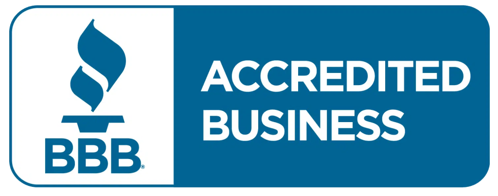 Blue and white Better Business Bureau logo