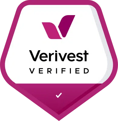 Purple and white Verivest logo